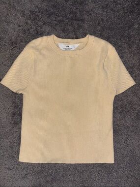 H&M Girls Ribbed Short Sleeve Knit Top